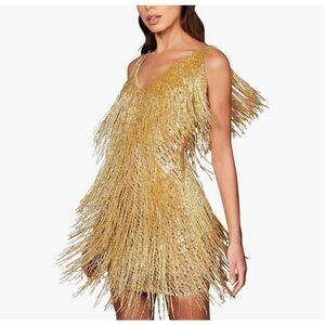 NEW Sequin Fringe 1920s Flapper Inspired Party Dance Dress M